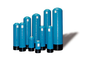 30x72 Flanged composite pressure vessel (6"-6") Blue, With Base